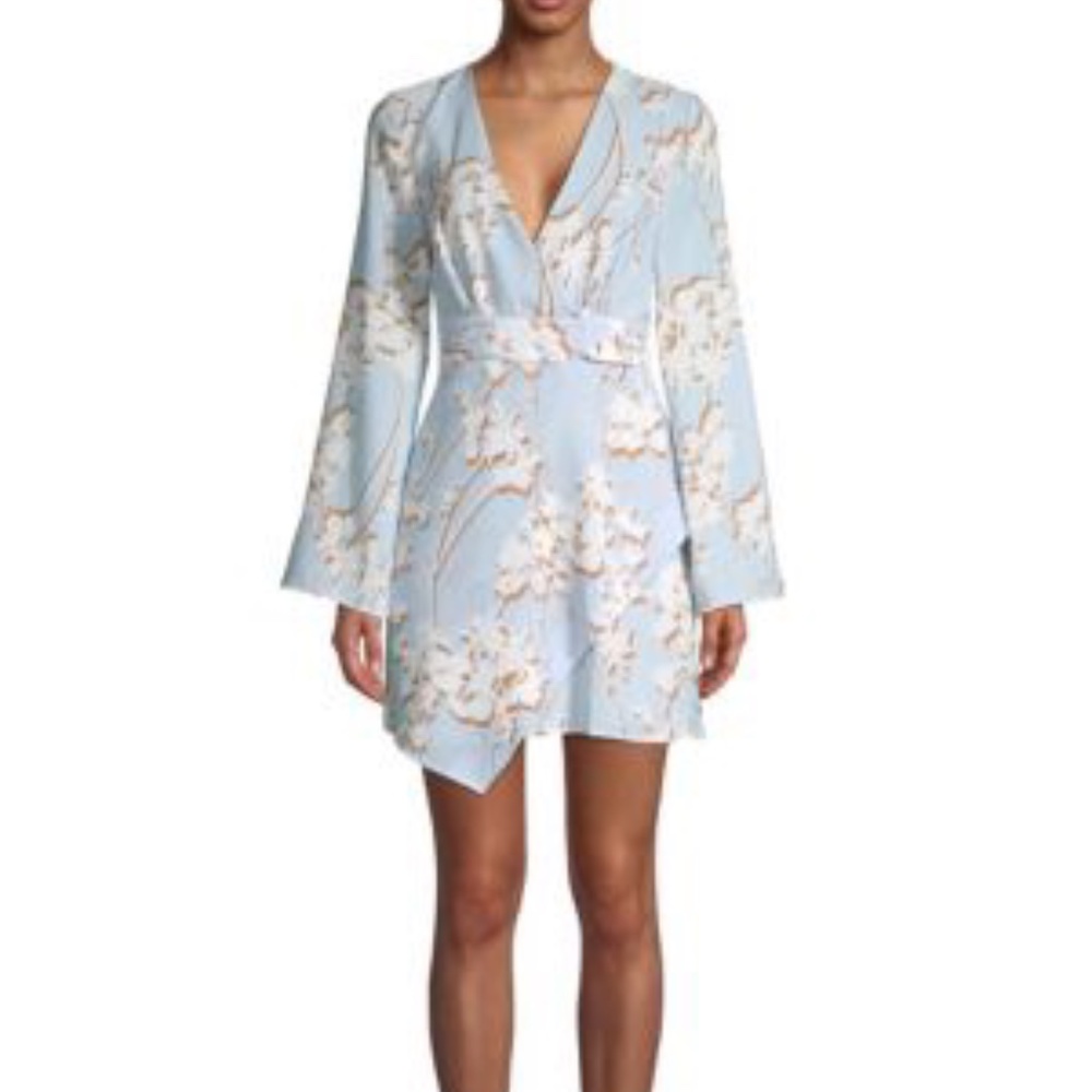 BCBGMAXAZRIA Floral Cocktail Faux Wrap Dress Sz XS